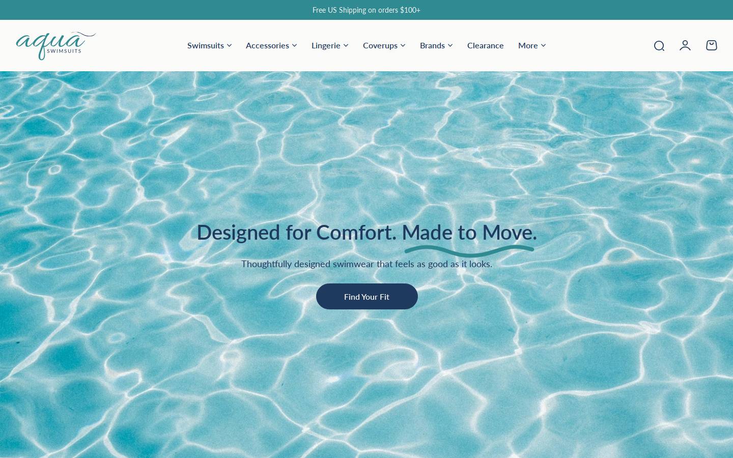 aquaswimsuits.com homepage screenshot