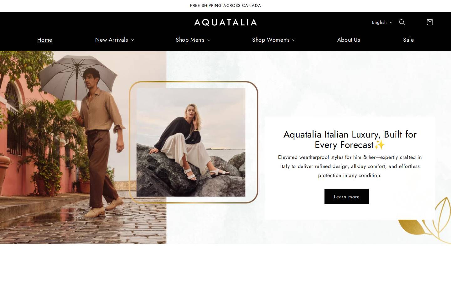 Aquatalia homepage screenshot