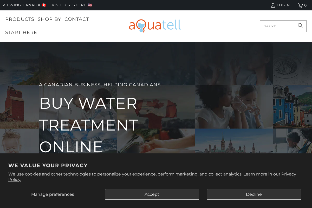 Aquatell Canada homepage screenshot