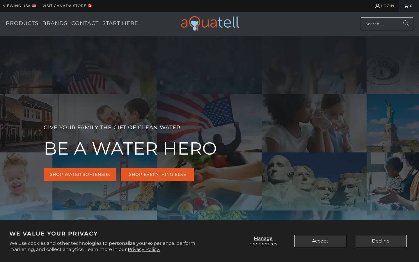 Water Purification Made Easy | aQuatell homepage screenshot