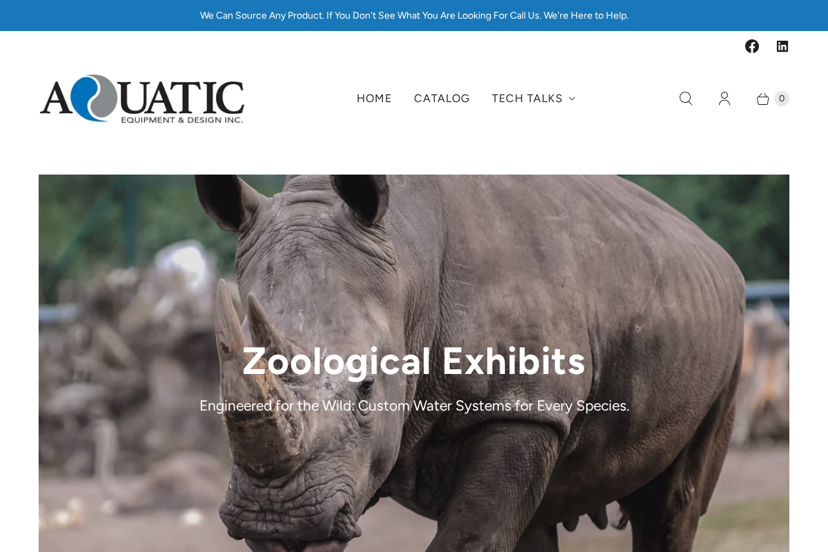 Aquatic Equipment & Design Inc. homepage screenshot