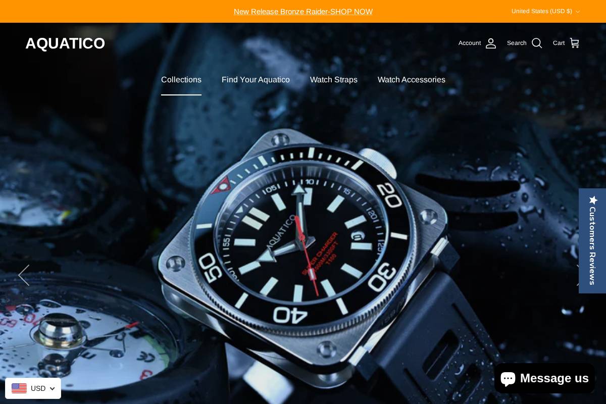 Aquaticowatch homepage screenshot