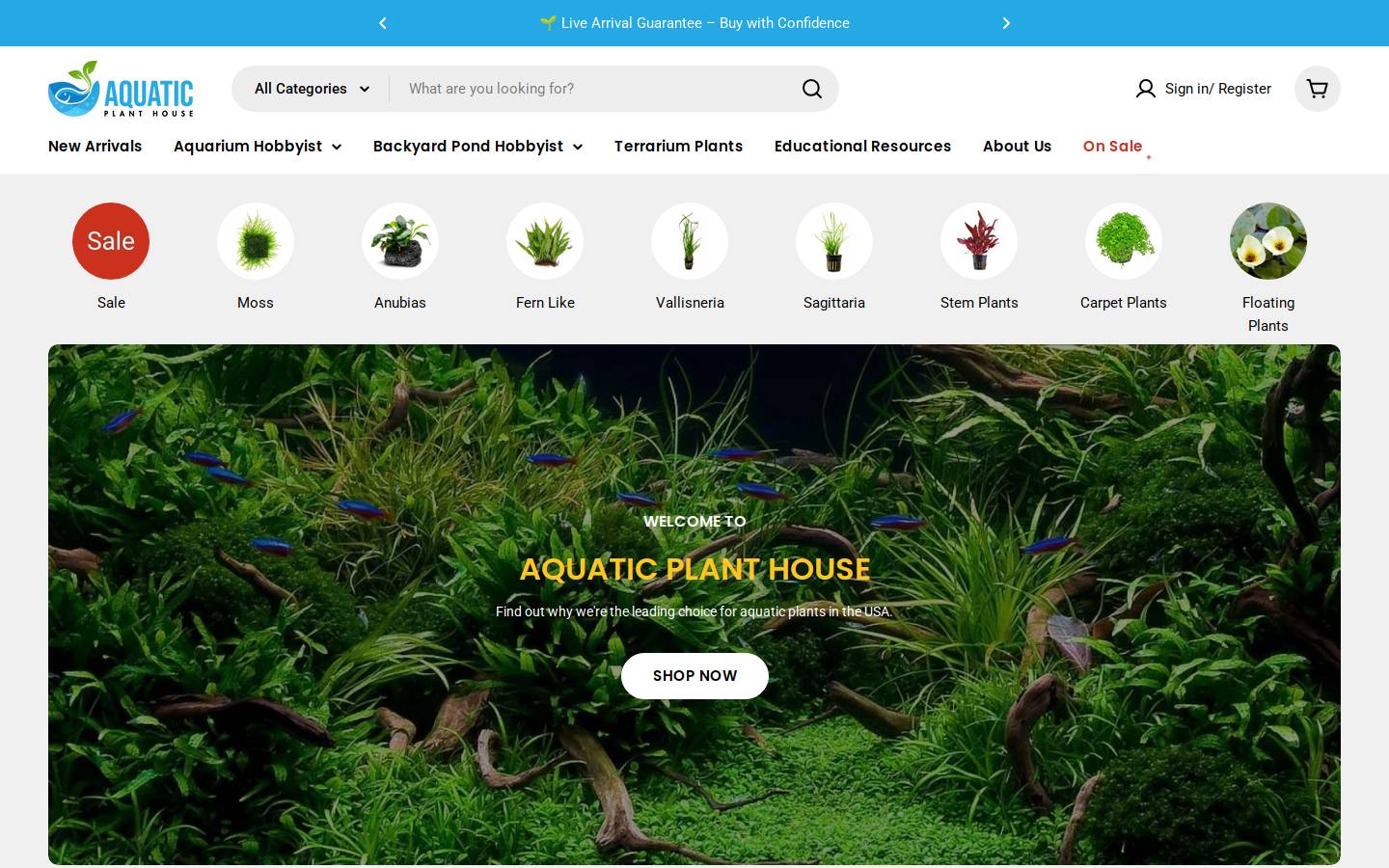 aquaticplanthouse.com homepage screenshot