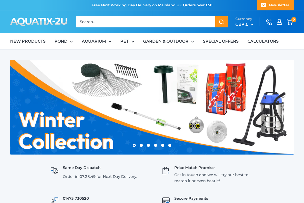 Aquatix 2u homepage screenshot