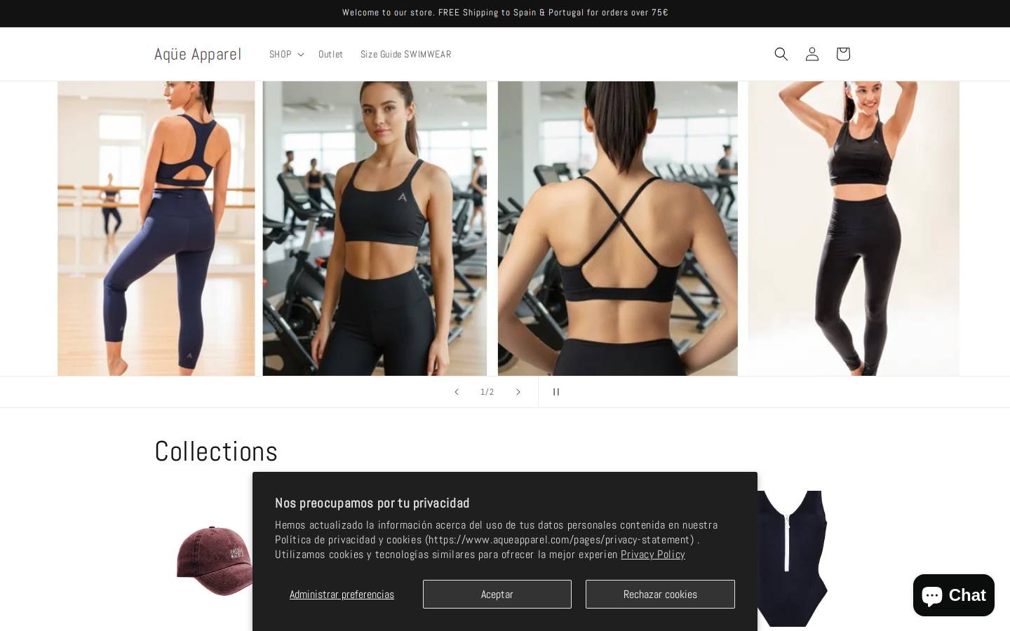 Aqüe Apparel homepage screenshot