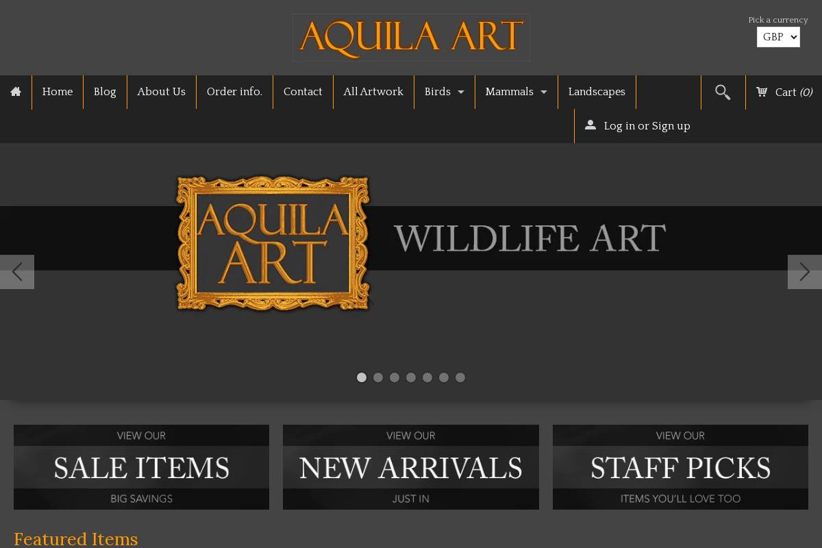 aquila-art.com homepage screenshot