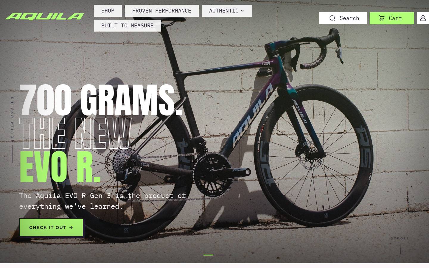 aquilacycles.com homepage screenshot