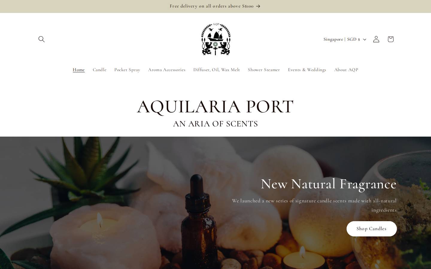 aquilariaport.com homepage screenshot