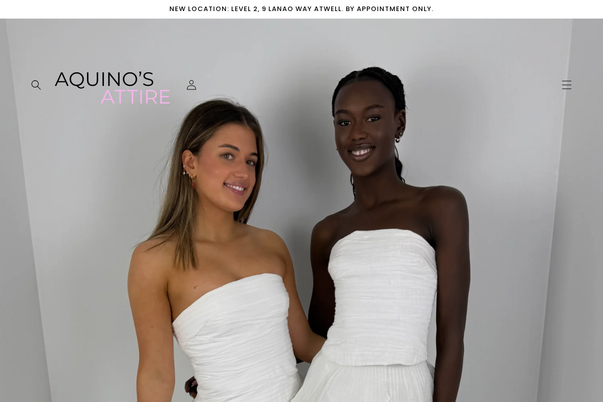 Aquino's Attire homepage screenshot