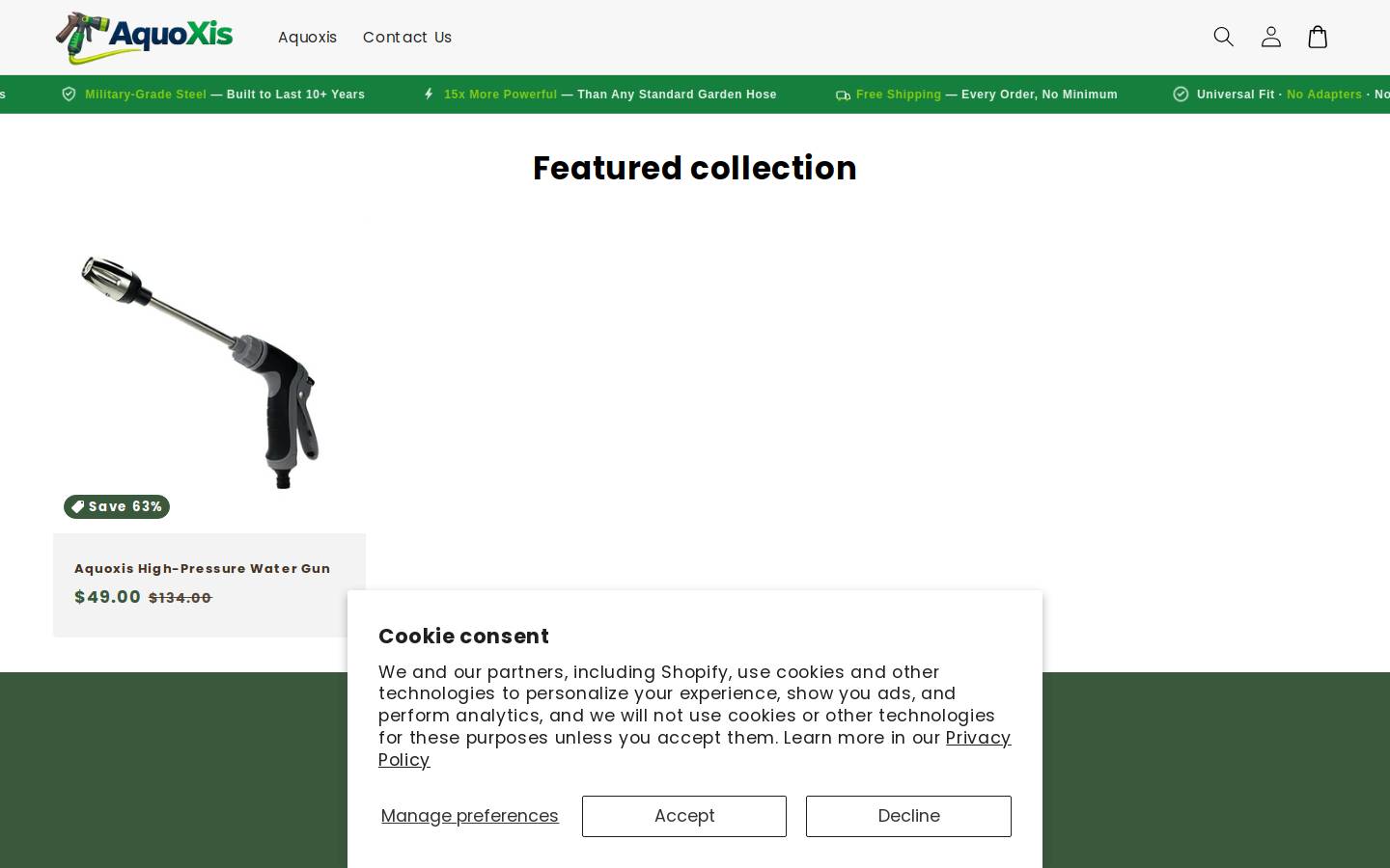 aquoxiswasher.com homepage screenshot