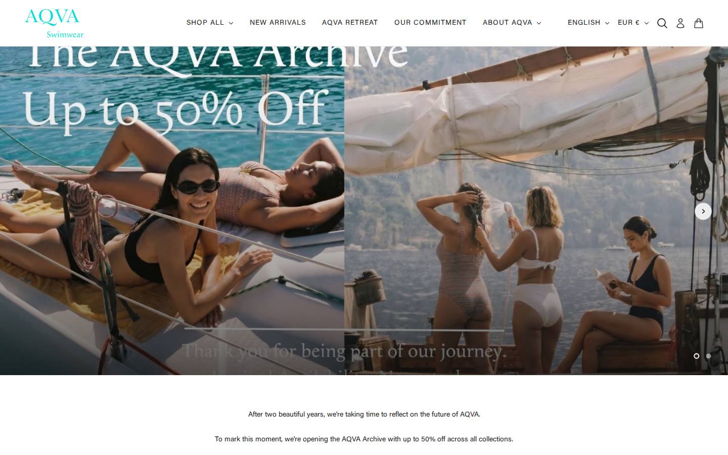 aqvaswimwear.com homepage screenshot