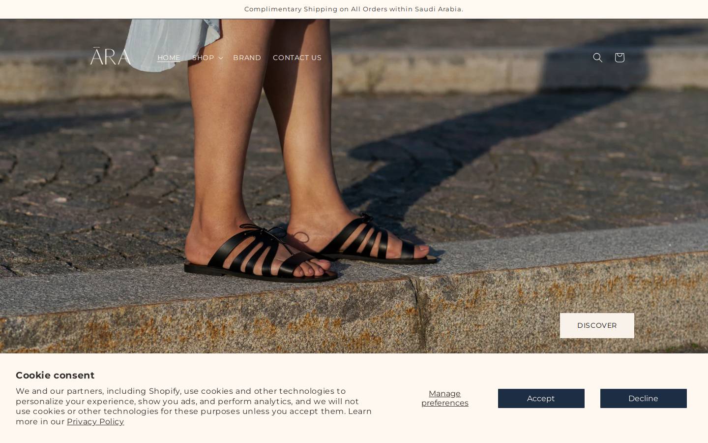 ara-thebrand.com homepage screenshot