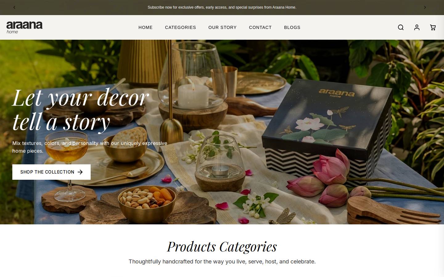 araanahome.com homepage screenshot