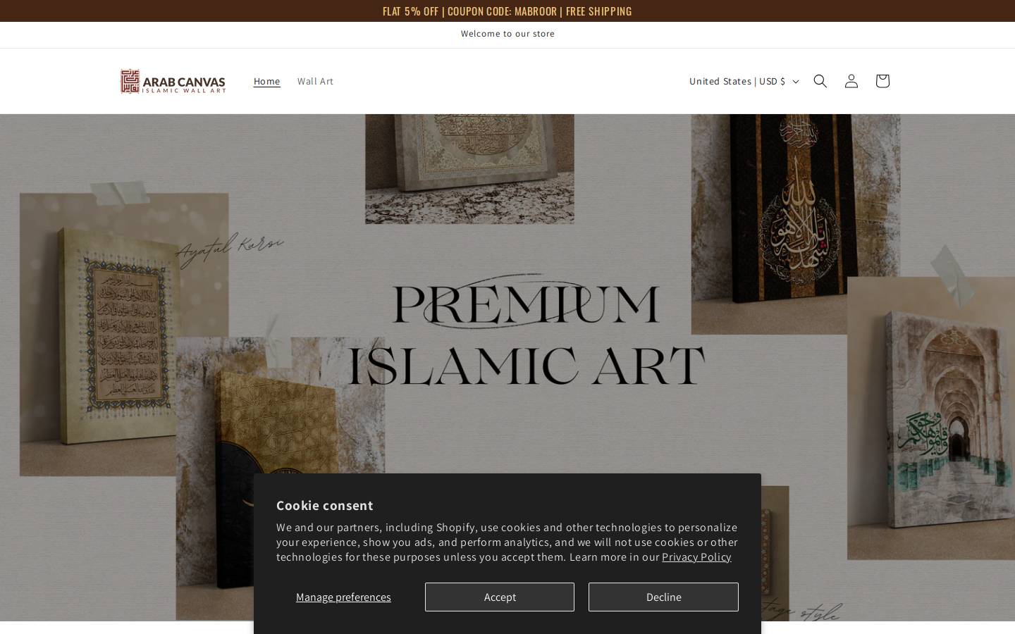 arabcanvas.com homepage screenshot