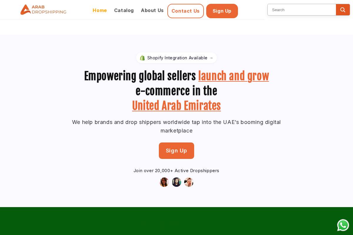 Arabdropshipping homepage screenshot