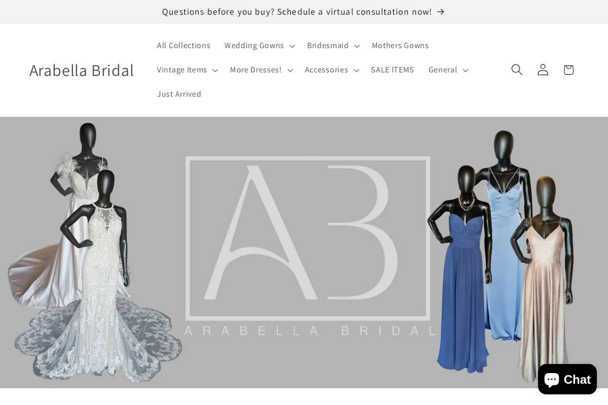 arabella-bridalstore.com homepage screenshot