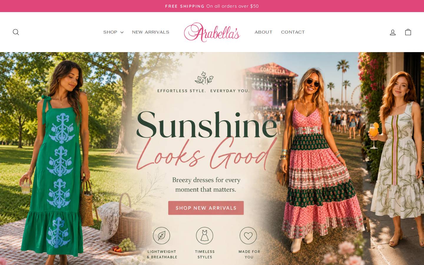 arabellas.com homepage screenshot