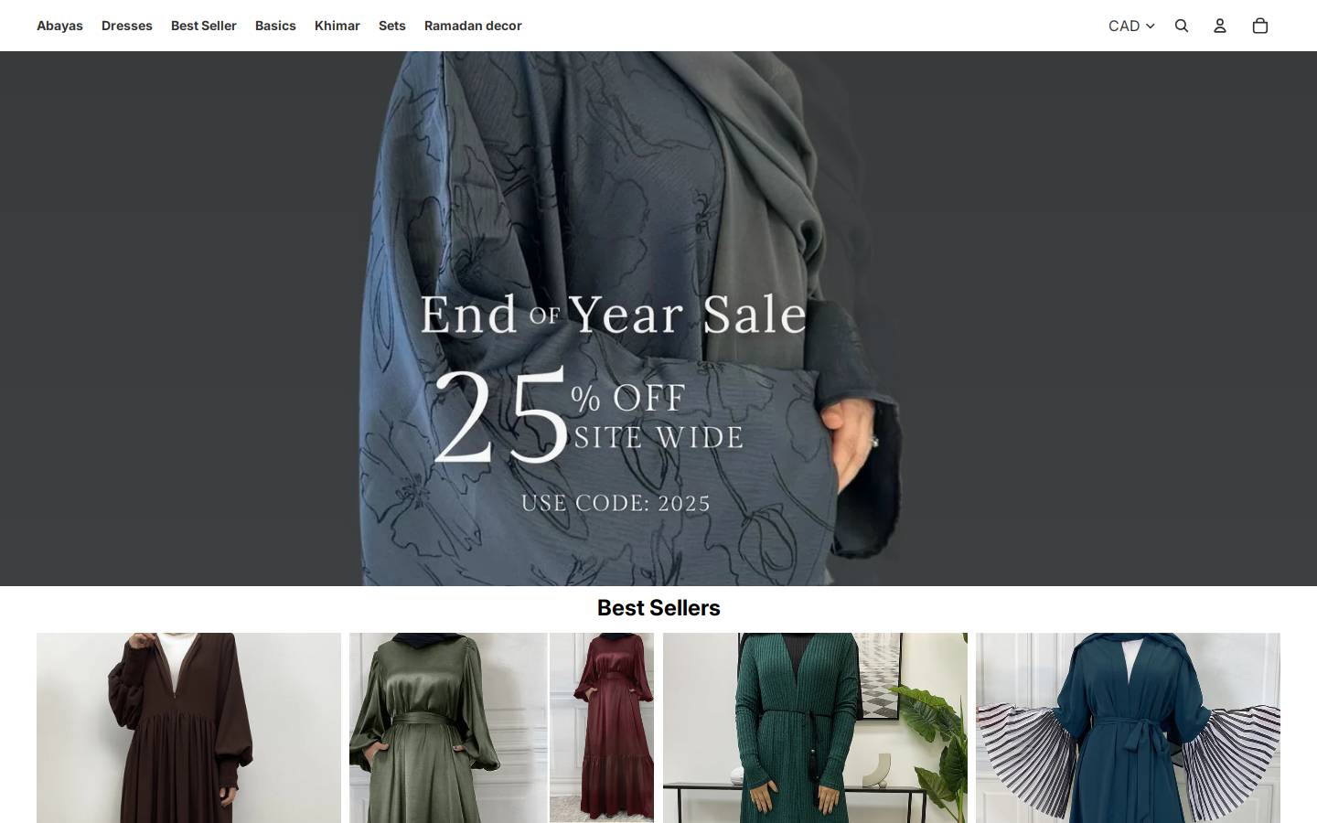 arabesquehijabshop.com homepage screenshot