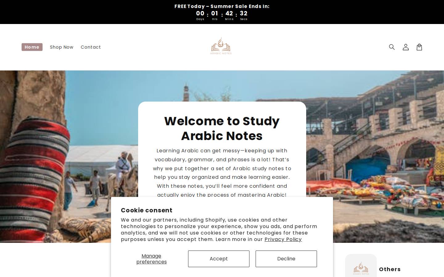 arabic-notes.com homepage screenshot
