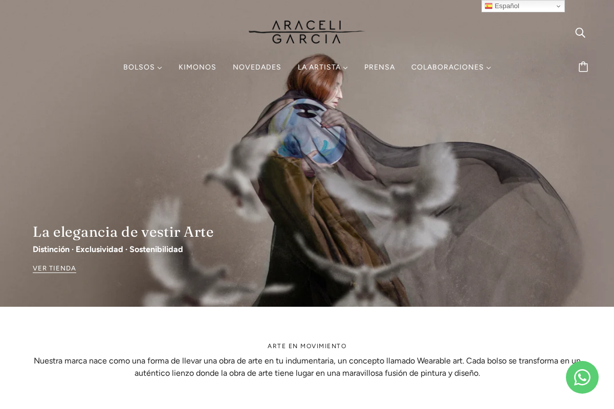 Araceli Garcia Bags homepage screenshot
