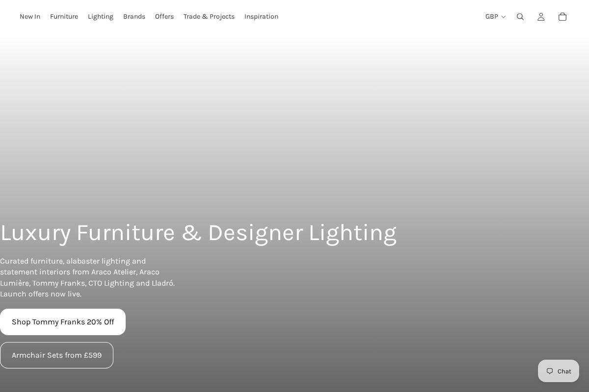 aracointeriors.com homepage screenshot