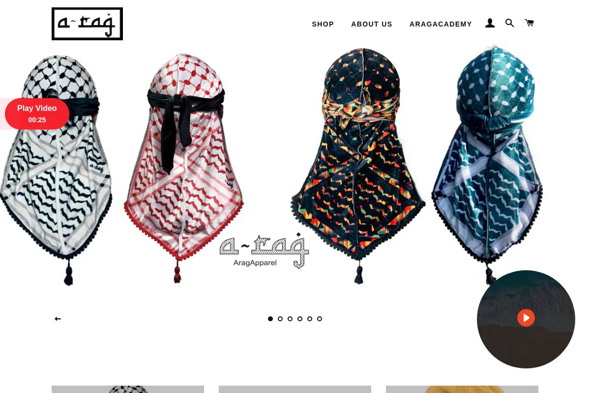 aragapparel.com homepage screenshot