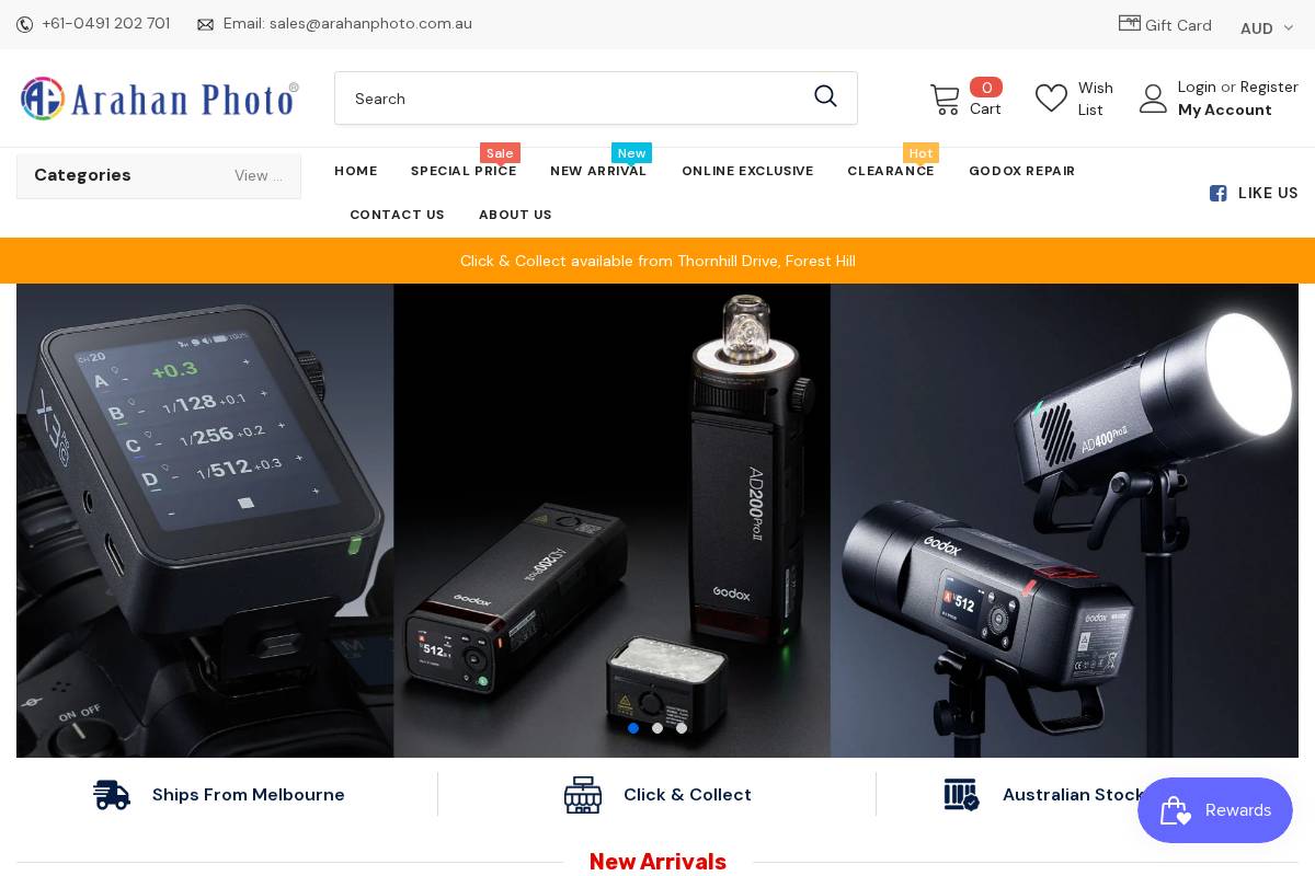 arahanphoto.com.au homepage screenshot