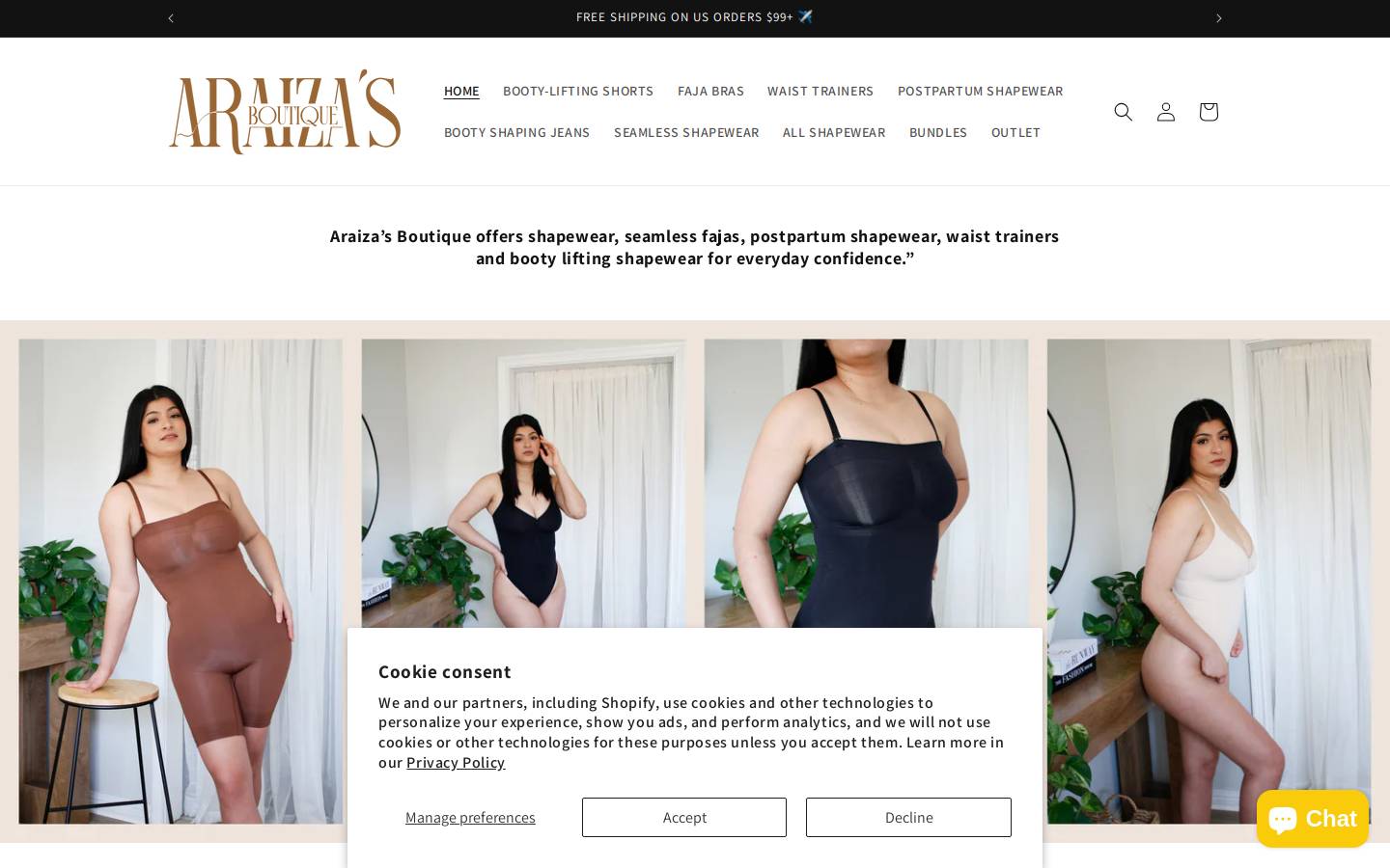 araizasboutique.com homepage screenshot