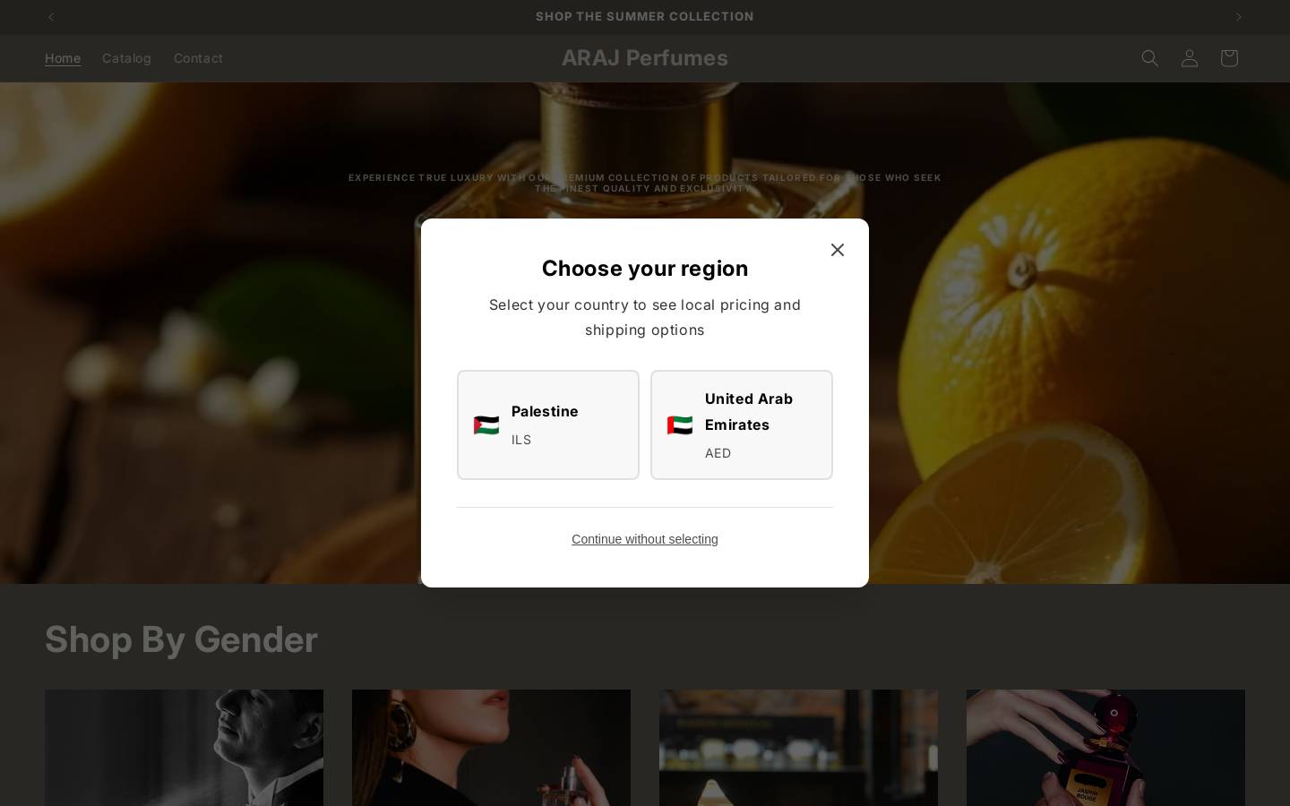 arajperfumes.com homepage screenshot