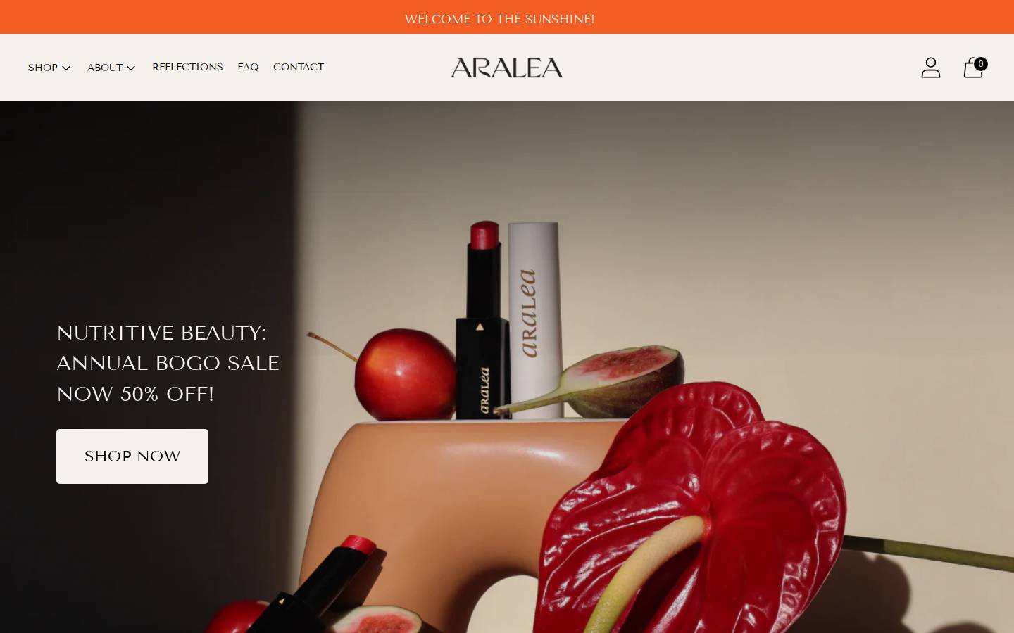 araleabeauty.com homepage screenshot