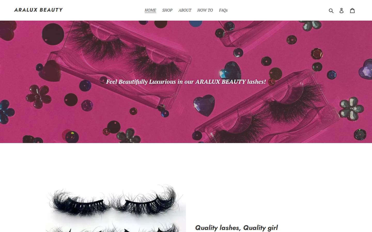 araluxbeauty.com homepage screenshot