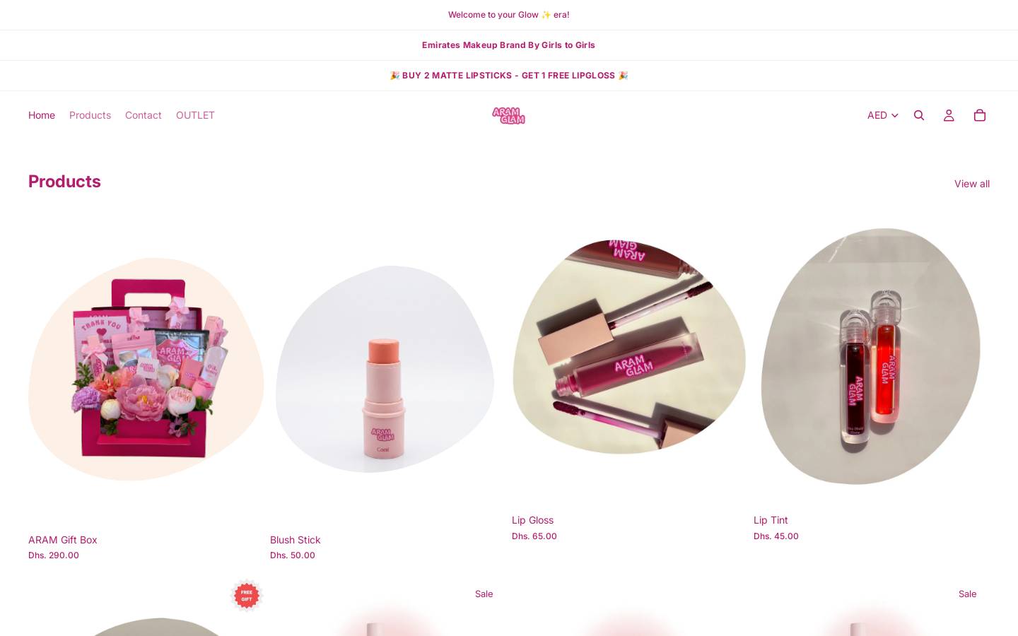 aramglam.com homepage screenshot