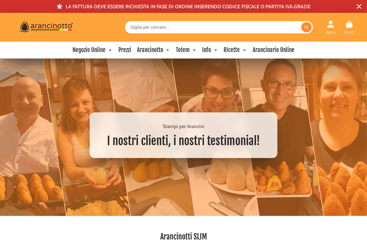 Arancinotto homepage screenshot