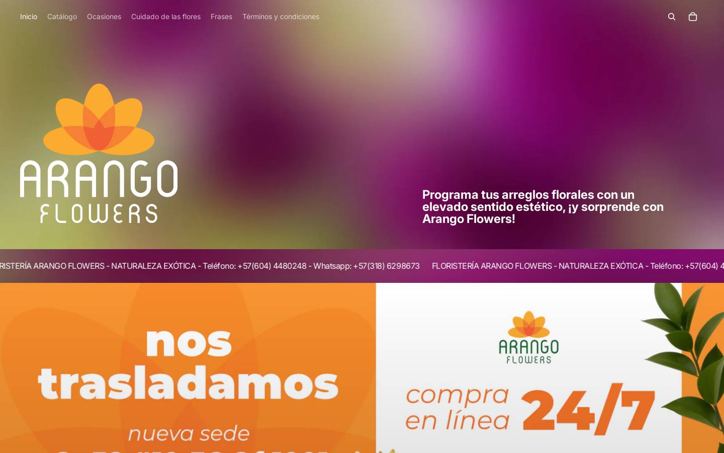 arangoflowers.com homepage screenshot