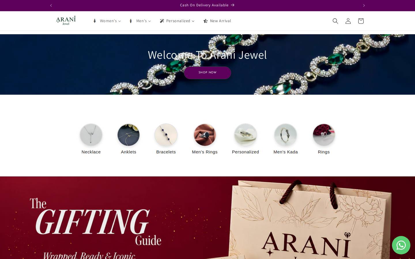 aranijewel.com homepage screenshot