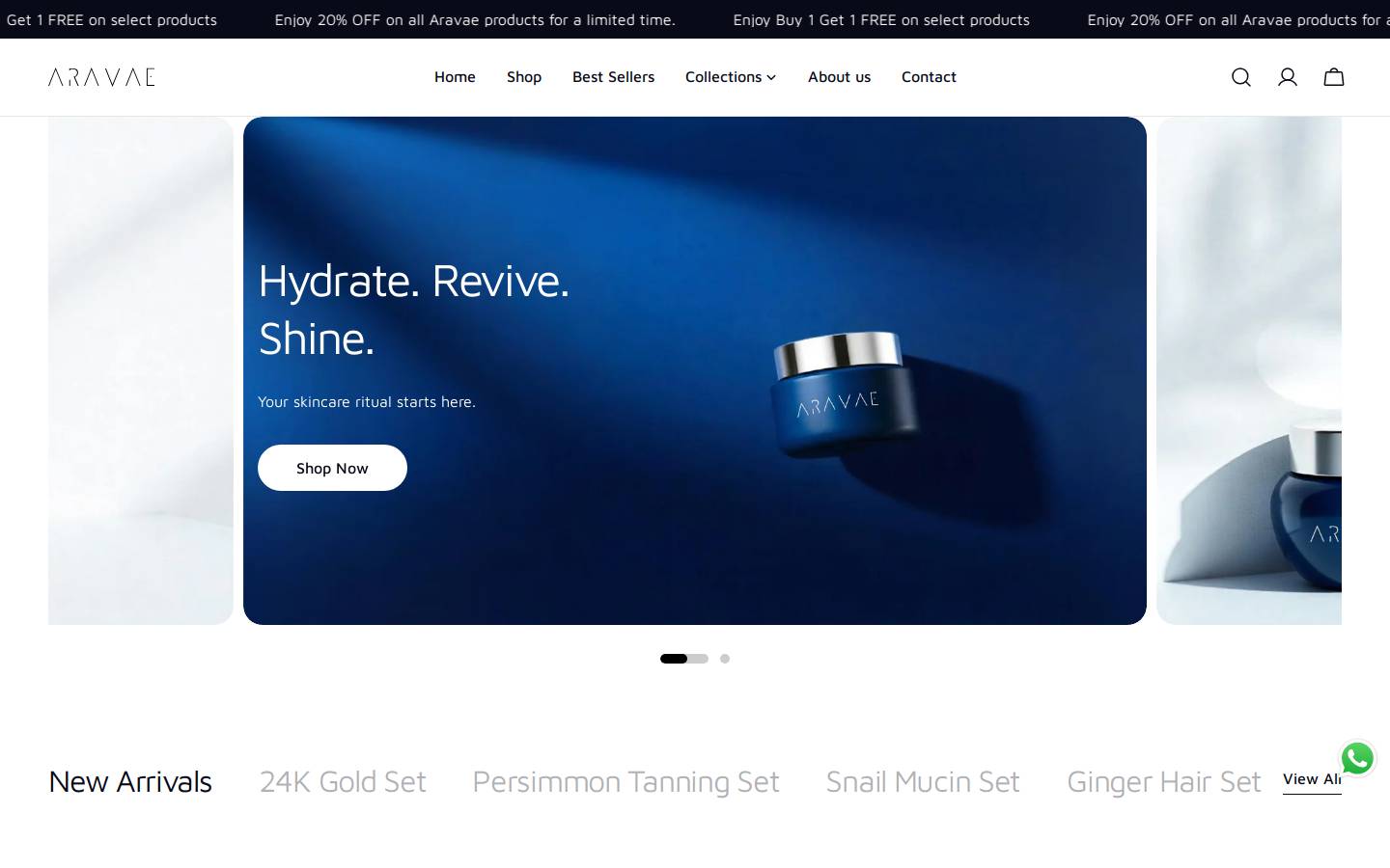 aravae.com homepage screenshot