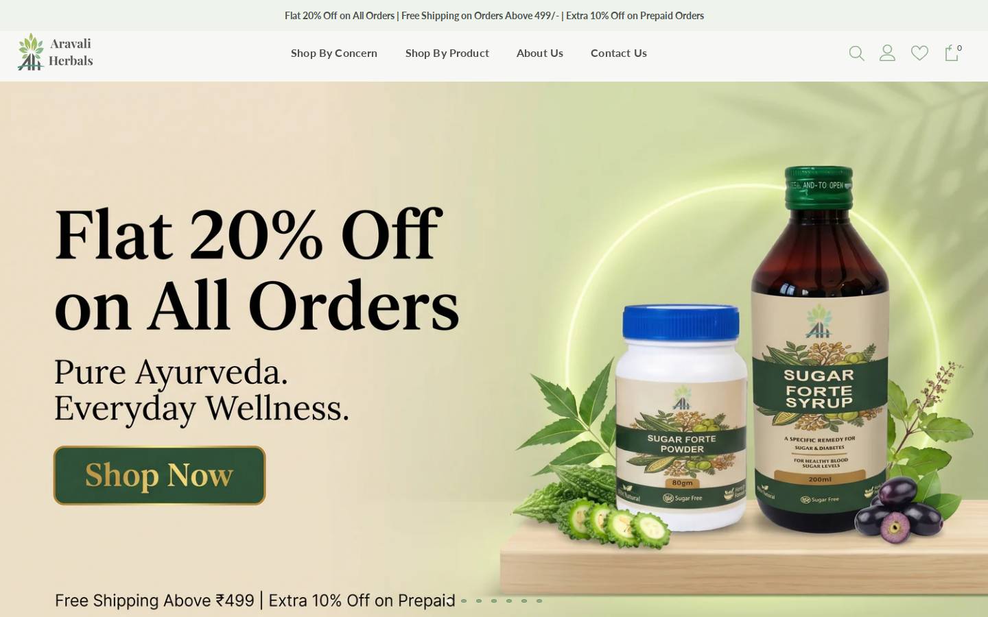 aravaliherbals.in homepage screenshot