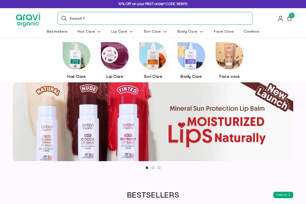araviorganic.com homepage screenshot