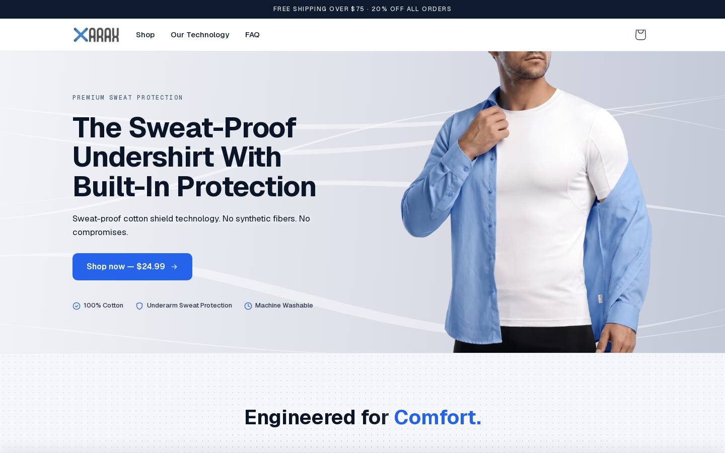 araxwear.com homepage screenshot