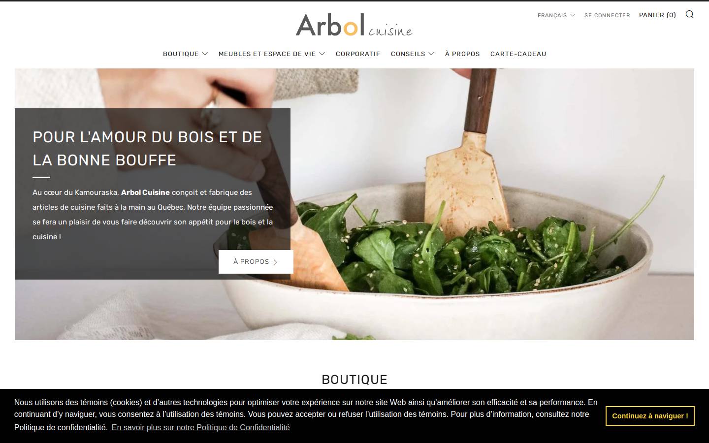 arbolcuisine.com homepage screenshot
