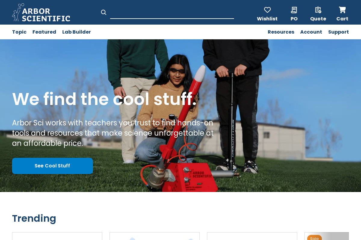 Arbor Scientific homepage screenshot