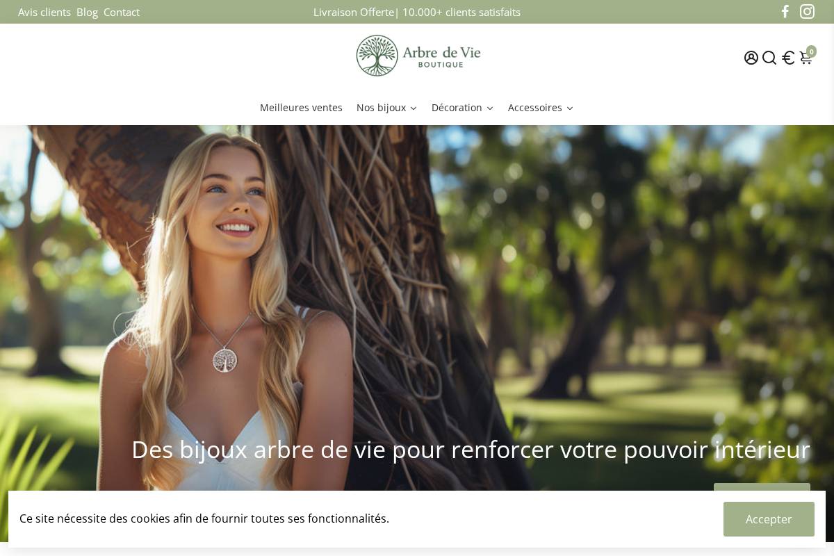 arbre-de-vie-boutique.com homepage screenshot