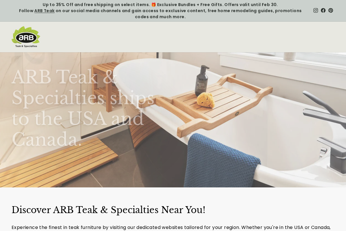 ARB Teak & Specialties homepage screenshot