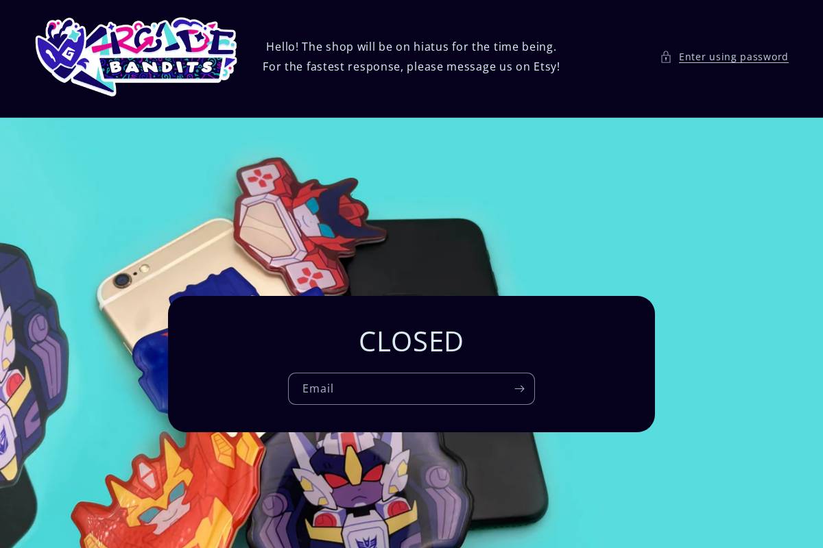 arcadebandits.com homepage screenshot