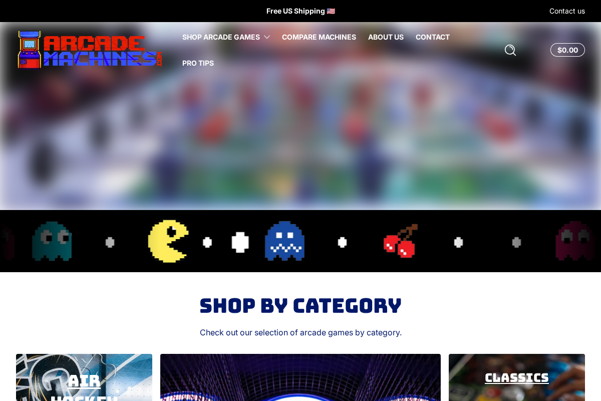 ArcadeMachines.com homepage screenshot