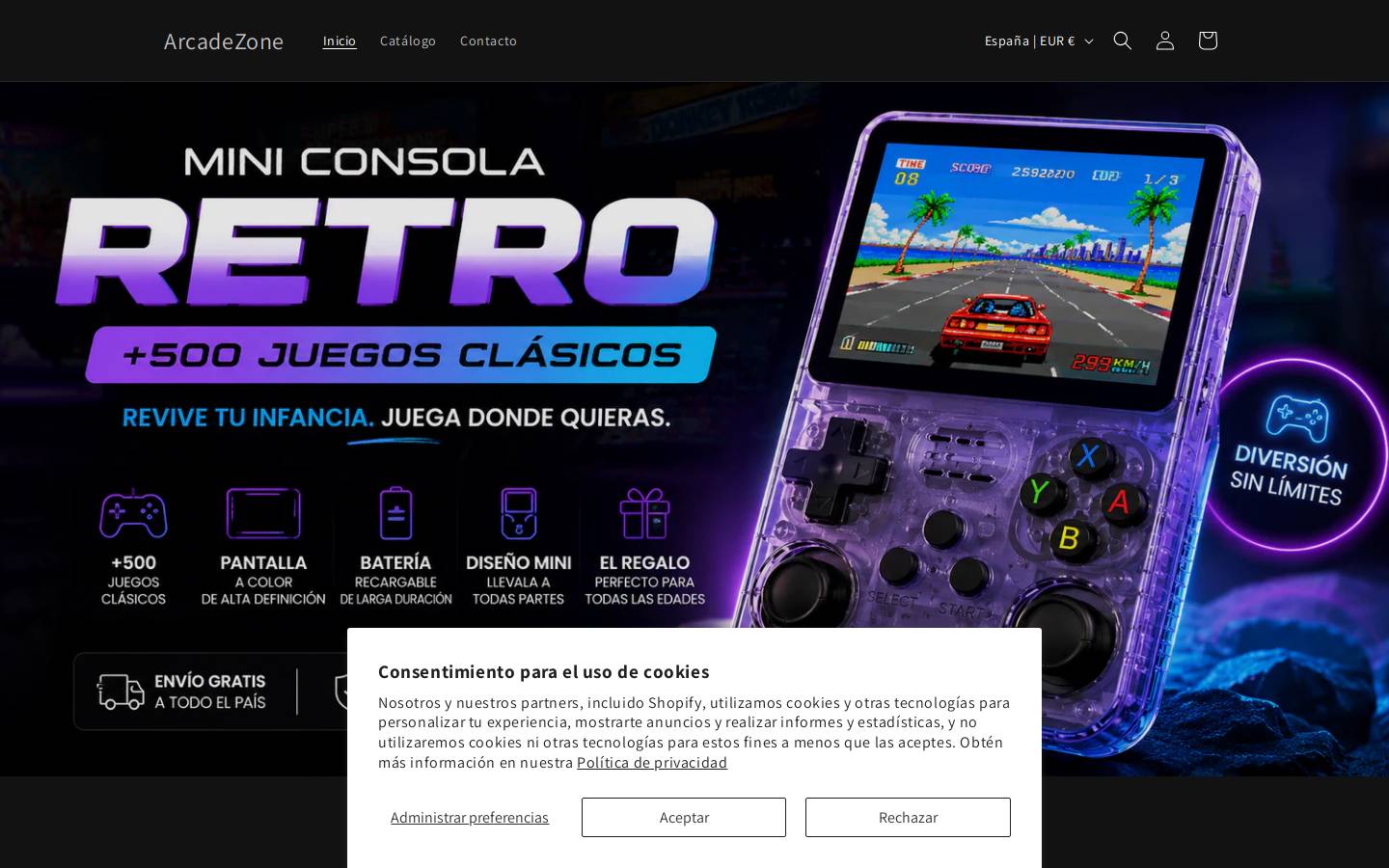 arcadezone.shop homepage screenshot