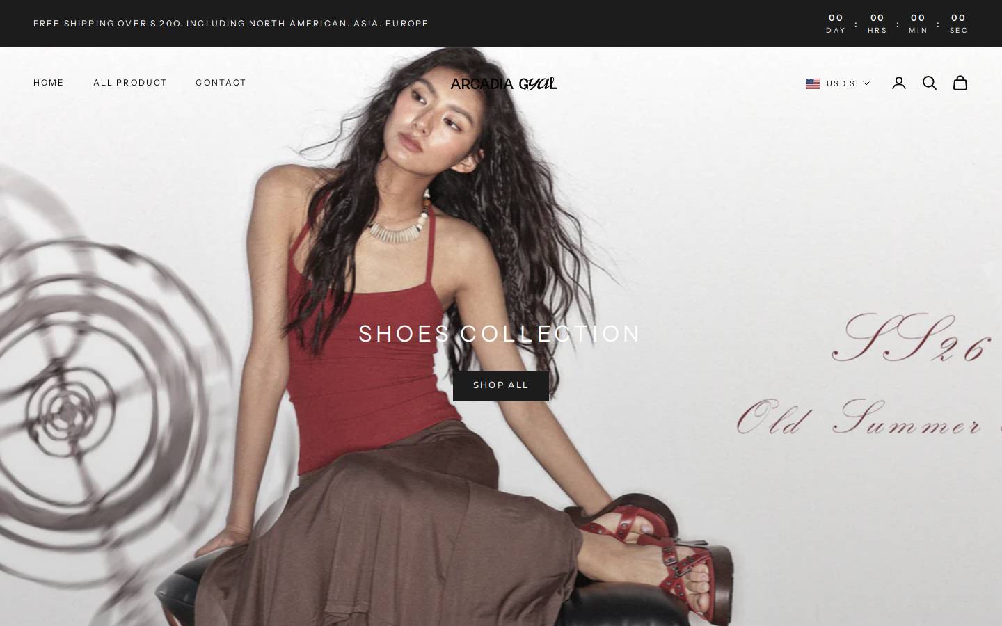 arcadiagyal.com homepage screenshot