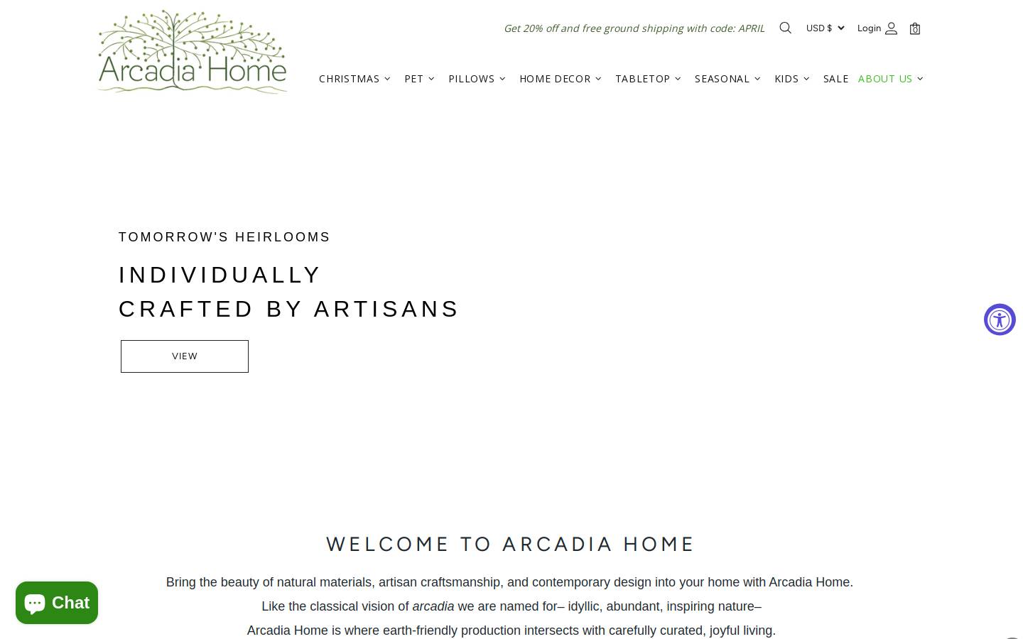 arcadiahomeinc.com homepage screenshot