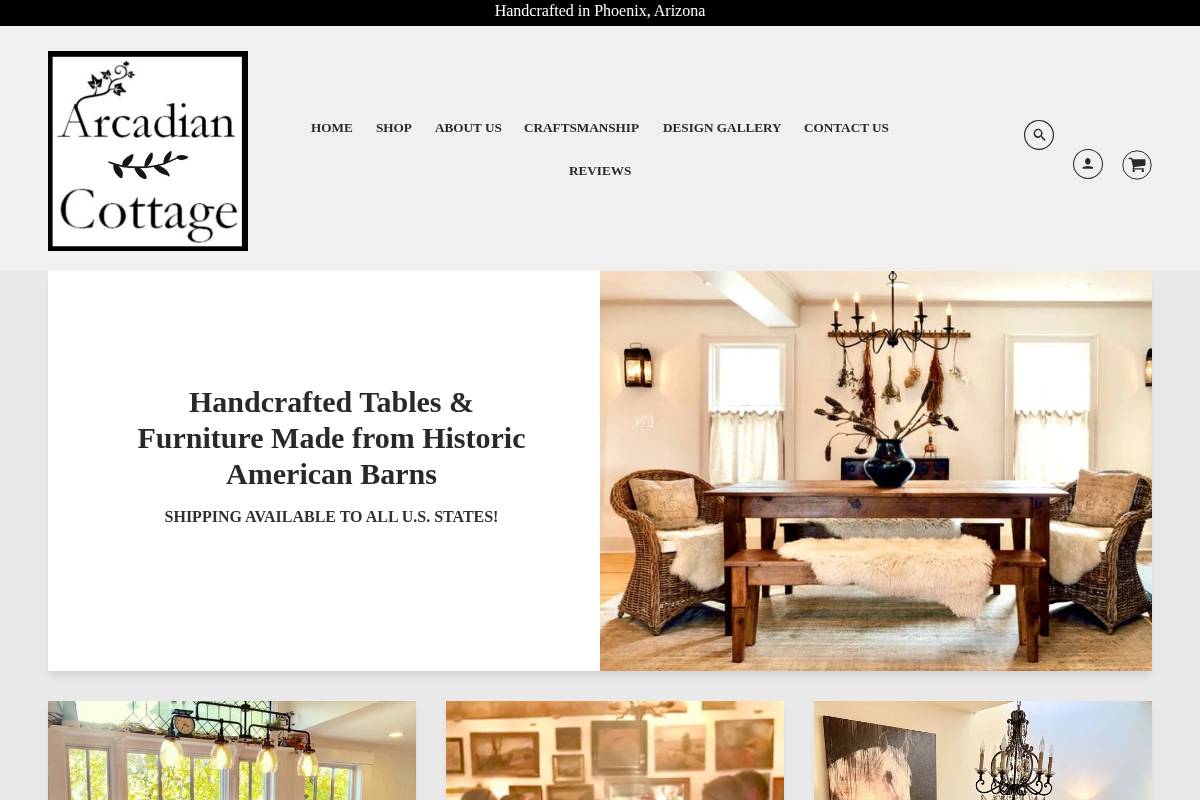 arcadiancottage.com homepage screenshot