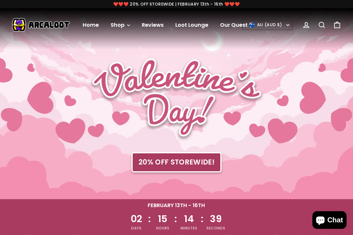 Arcaloot homepage screenshot